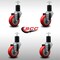 Service Caster 3.5'' SS Red Poly Wheel Swivel 1-3/4'' Expanding Stem Caster Set, 4PK SCC-SSEX20S3514-PPUB-RED-134-4 - alternate 2